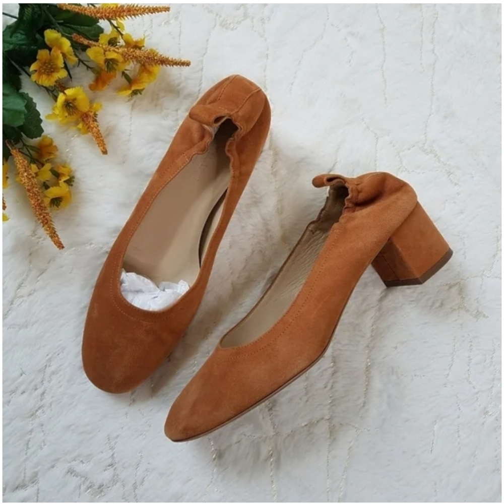 Everlane Women's Cognac The Leather Suede Day Heel Sz 7